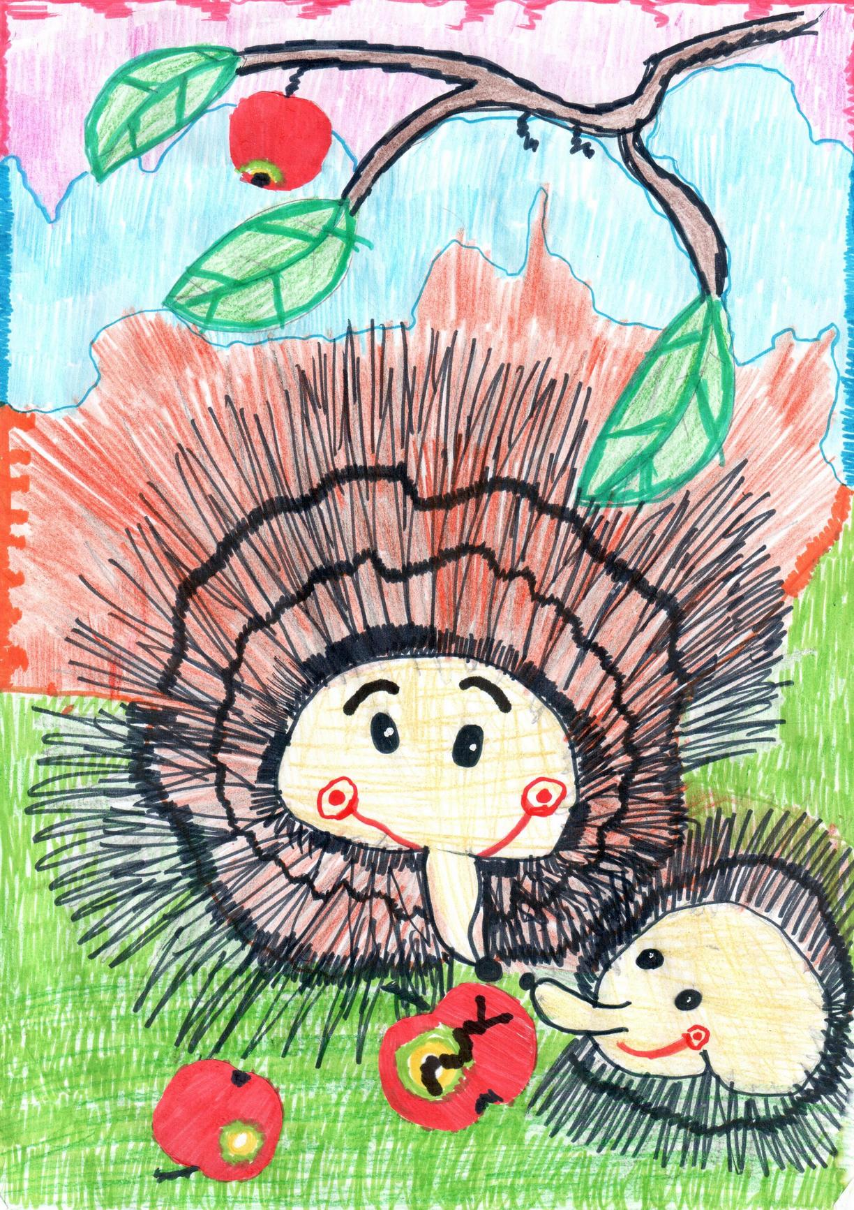 Рисунок на тему осень с ежиком