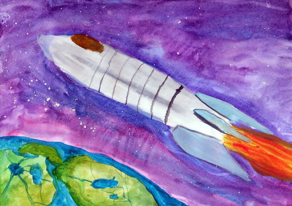 День космонавтики гуашью. Рисунок на тему космос. Рисование на тему космос. Рисунок на космическую тему. Детские рисунки на тему космос.